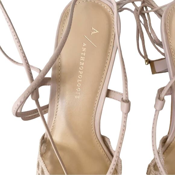 Anthropologie Caged Ankle Wrap Heels 6 Pink NEW - Picture 9 of 12